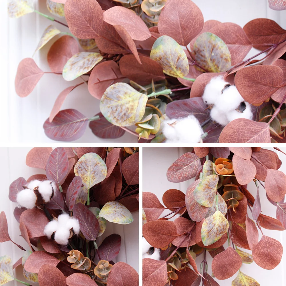 Autumn simulated eucalyptus leaves holiday garland props decoration