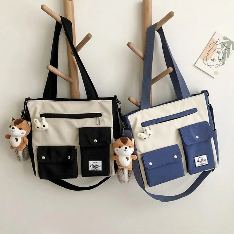 Large Capacity Canvas Bag Student Shoulder Bag For Women 2022 Girl Cool Laptop Backpack Fashion Book Bags Lady Nylon Handbags