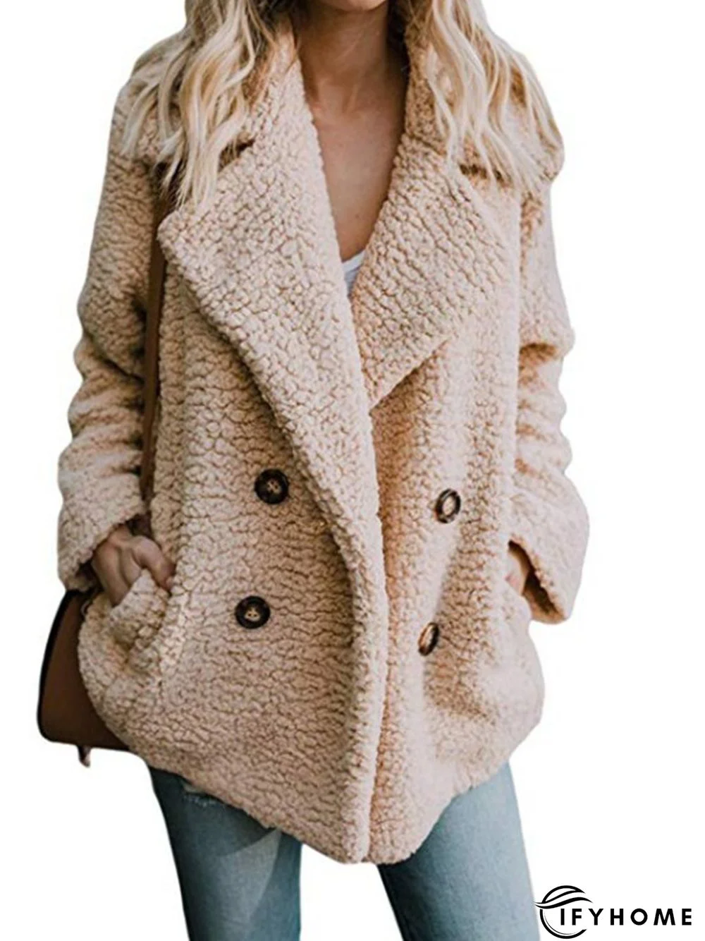 Woman Sherpa Coat Fluffy Jacket Buttoned Teddy Bear Coats | IFYHOME