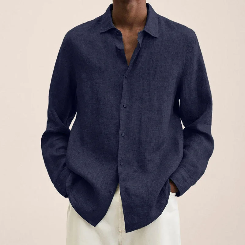 Uveng Uveng Explosion Autumn Long Sleeve V-Neck Loose Button Cotton Shirt Shirt Man