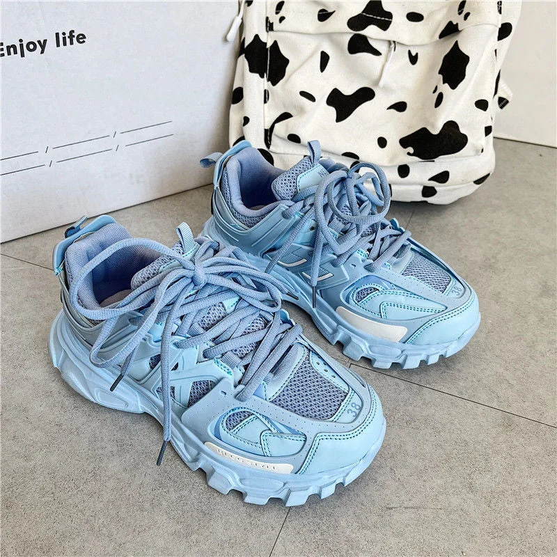 Brand Design Women Sneakers 2021 Fashion New Sky Blue Women's Chunky Sneakers Lovely Pink Dad Shoes Trendy Girls Casual Shoes