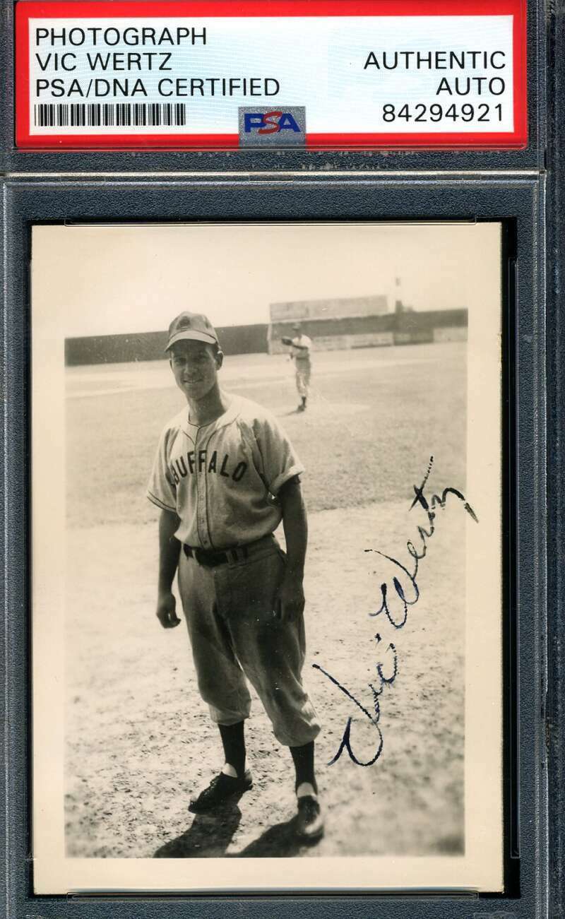 Vic Wertz PSA DNA Coa Hand Signed Vintage Original 1946 Buffalo Bisons Photo Poster painting