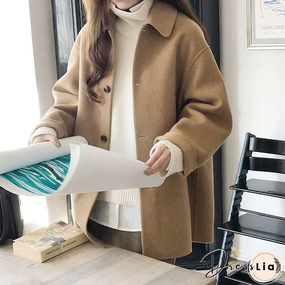 Wool Long Thick Popular Woolen Coat Women