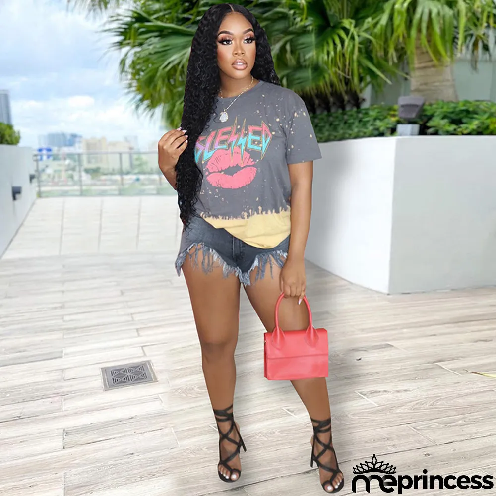 Fashion Casual Print Short Sleeve T-shirt