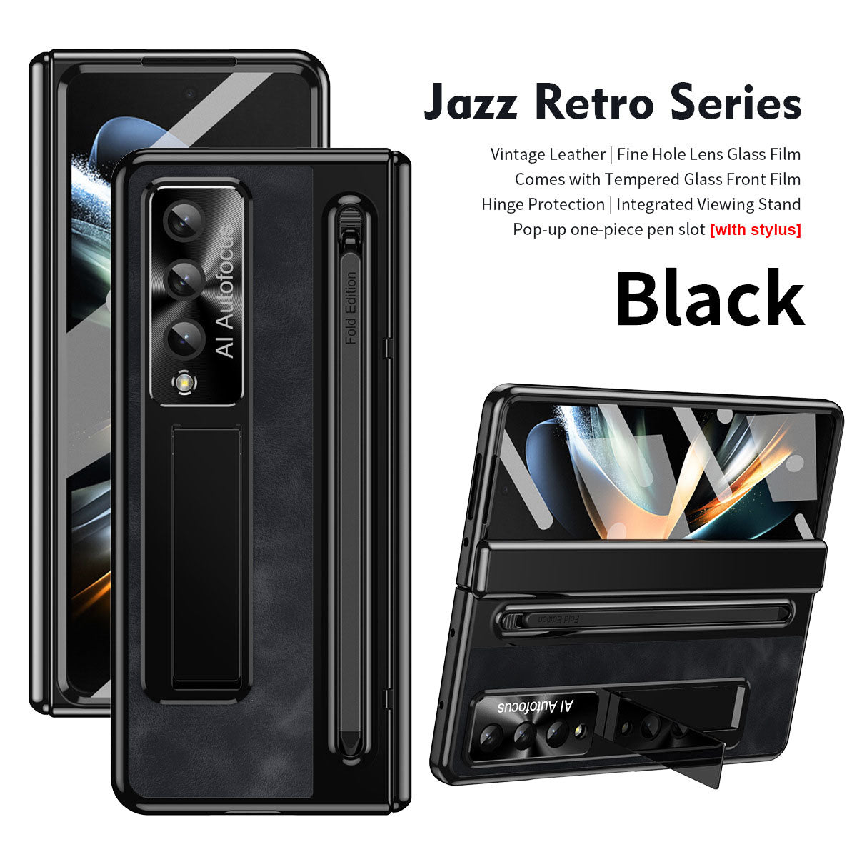 Luxury Leather Folding Stand Full Cover Protective Phone Case for Samsung Galaxy Z Fold 4/Z Fold 5