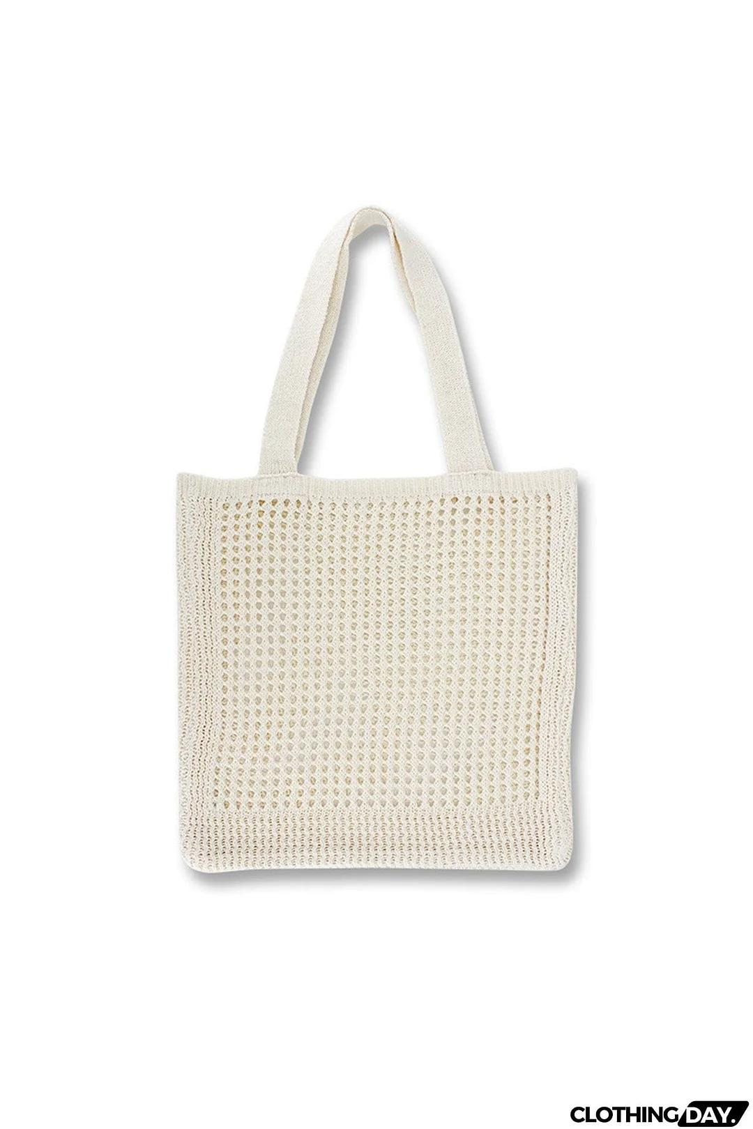 Solid Hollow-out Crochet Tote Bag