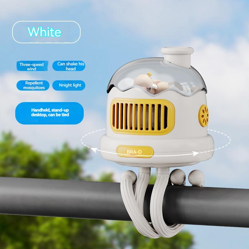 Baby Cart Small Fan Octopus Baby Special Anti pinch Hand Mosquito Repellent Silent Leaf less Fan Rechargeable for Children | 168DEAL