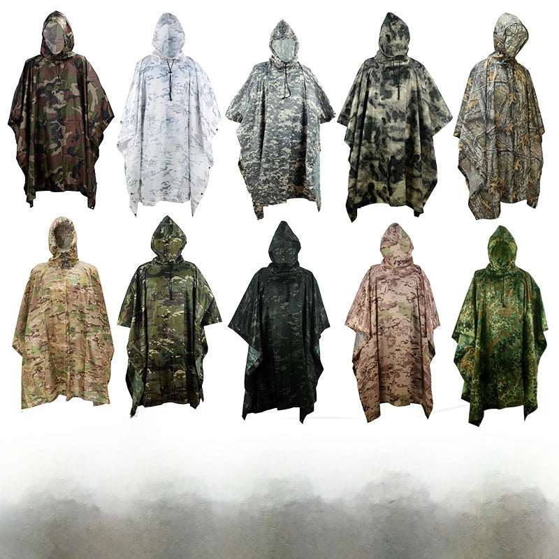Outdoor Raincoat Camouflage Raincoat Poncho Hiking Supplies Three-in-one Cape Cape Canopy Split