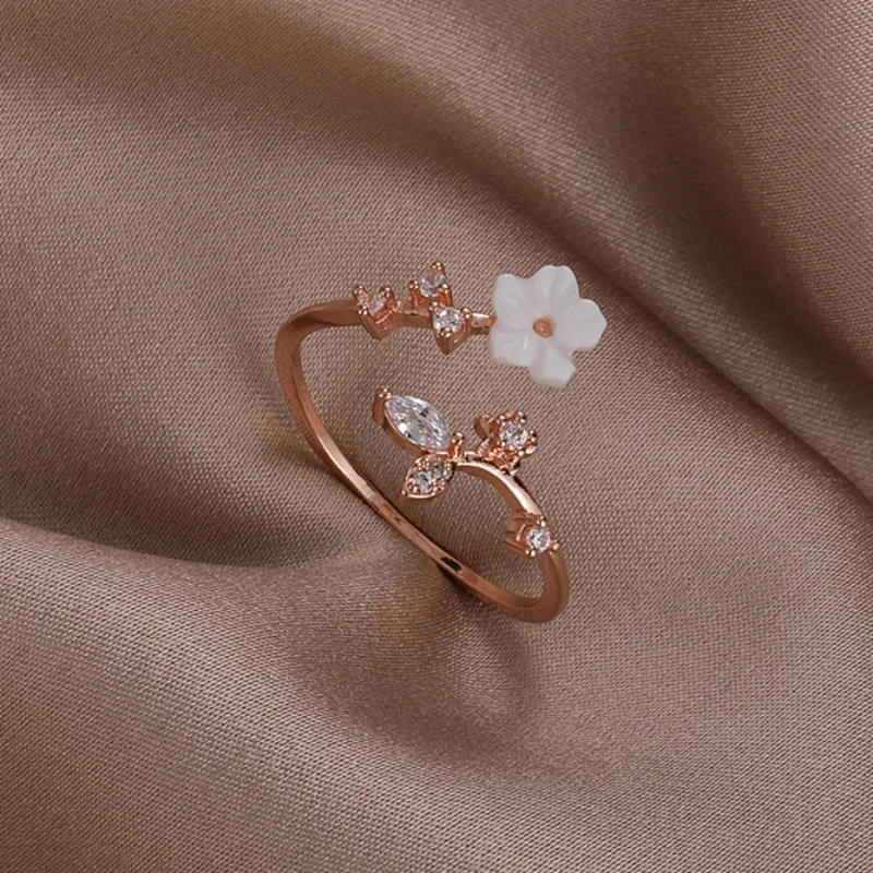 14K Crystal Cherry Blossoms Ring