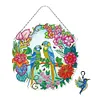 DIY Diamond Painting Hanging Christmas Flower Wreath With Lamp String Kit Home Door Decor