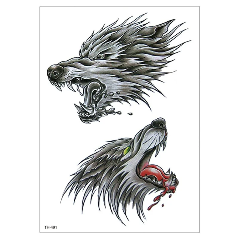 Waterproof TemporaryTattoo Sticker For Men Women Tiger Wolf Death Skull Temporary Tattoo Fake Henna Skeleton King Animal Tatoo