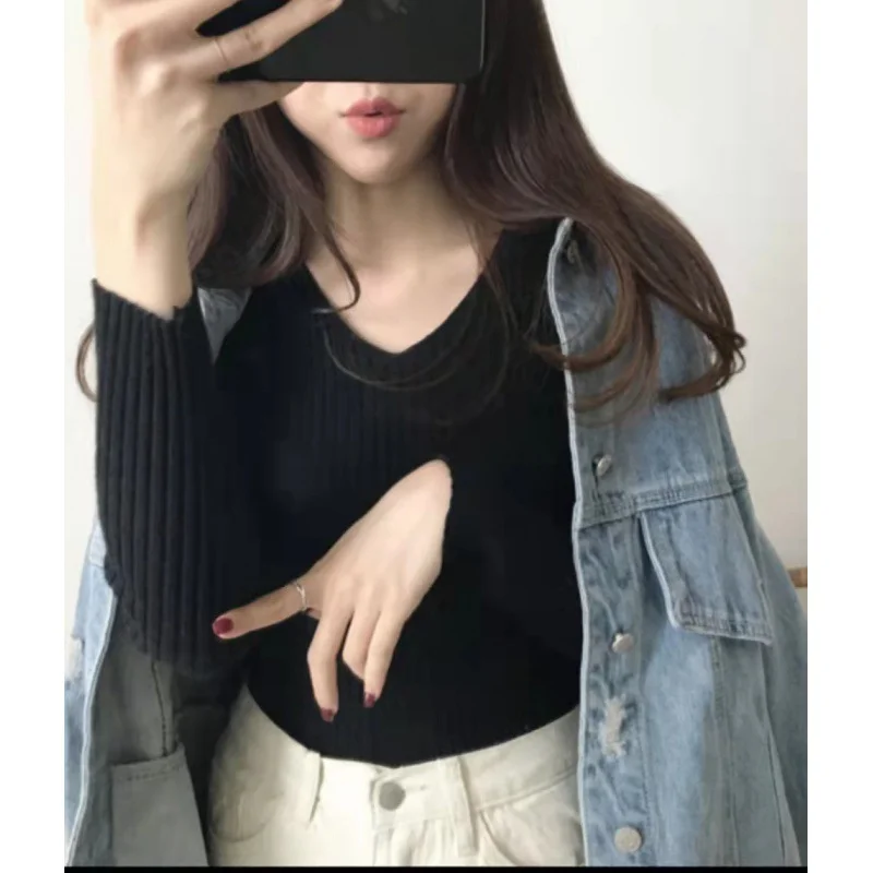 Uveng Uveng Long Sleeves Of The Jacket Lady With A Sweater In The Women's Autumn And Winter Blouse Multi-Colored Knitted Shirt
