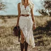 Women's Retro Bohemian White Lace Sleeveless Midi Dress by Inlyline