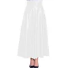 High Waist Matte PU Leather Long A-line Skirt Women's Eleagnt Solid Umbrella Skirt Plus Size Pleated Swing Skirts Streetwear 7XL