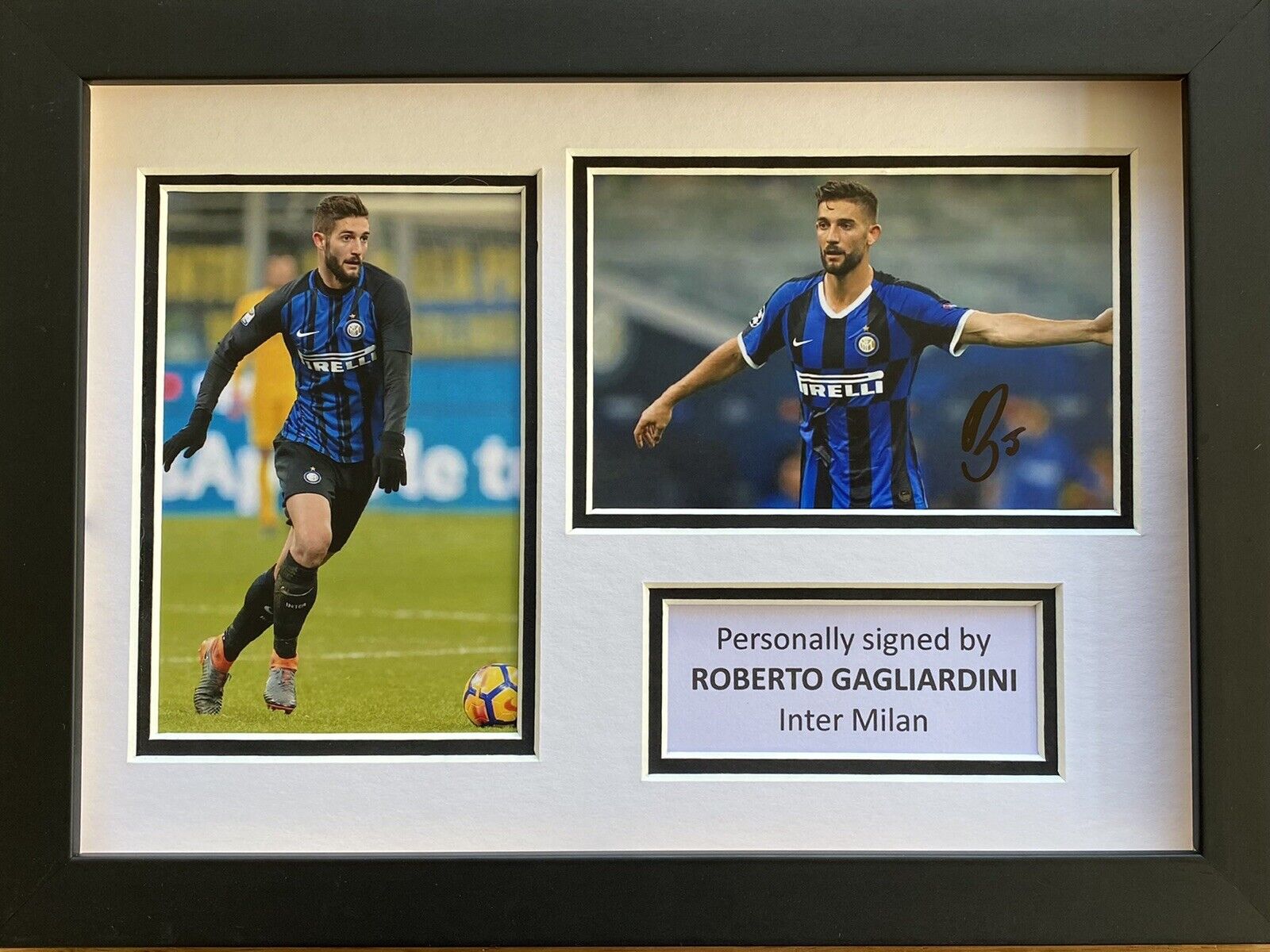 Roberto Gagliardini Hand Signed Inter Milan Photo Poster painting In A4 Frame Display