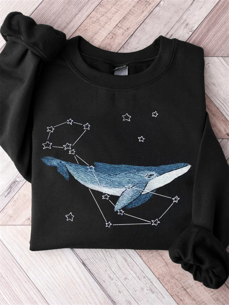 Himmlischer Wal-Stickerei-Kunst-bequemes Sweatshirt
