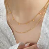 Double Layer Collarbone Golden Silver Necklace