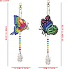 2PCS Butterfly 5D DIY Diamond Painting Wind Chimes Suncatcher Kit Double Sided Diamond Art Kits Suncatcher with Crystal Pendant for Home Wall Window Decor Adults DIY Art Craft