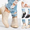 Plain  Chunky  Low Heeled  Point Toe  Casual Ankle Boots