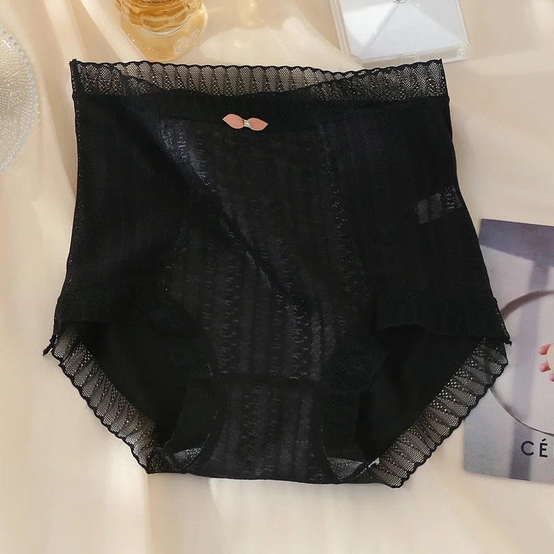 Sexy Lace Underwear Women's Panties Fashion Transparent Comfortable Briefs Large High Waist Seamless Cotton Panties Lingerie