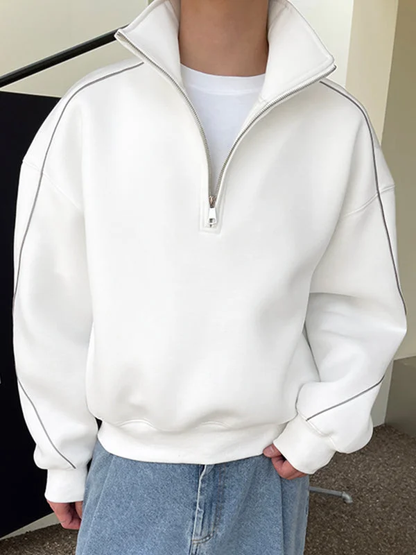 Aonga - Mens Contrast Piped Half Zip Pullover Sweatshirt30191