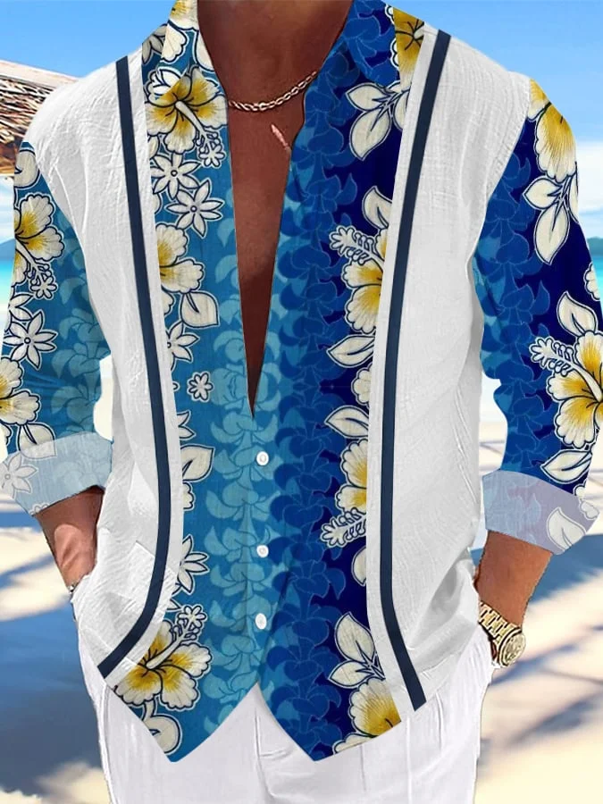 Men's Casual Hawaiian  Print Lapel Shirt