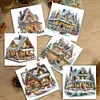 (US Only)6PCS DIY Diamond Art Greeting Cards Xmas House Congratulations Thank You Cards