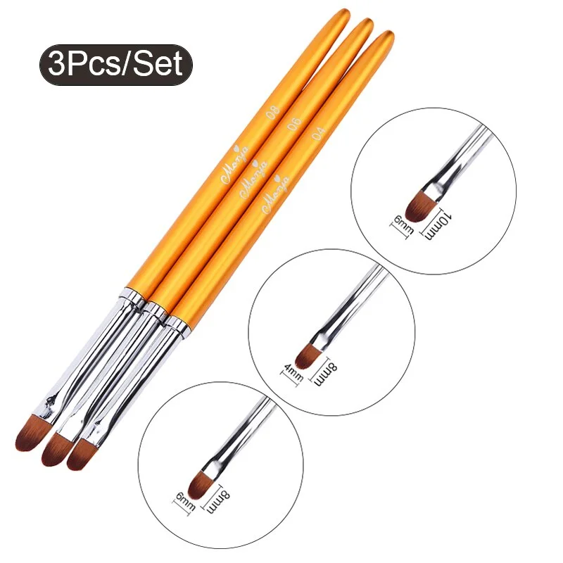 3Pcs Acrylic French Stripe Nail Art Liner Brush Set 3D Tips Manicure Ultra-thin Line Drawing Pen UV Gel Brushes Painting Tools-Nail Inspo