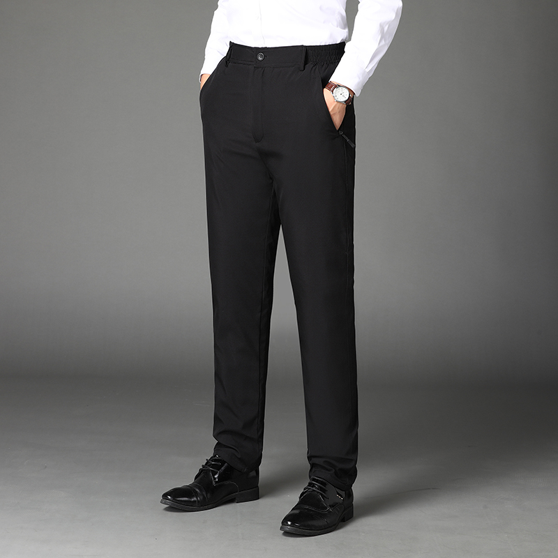 Brand Suit Pants Winter Men's Warm Casual Pants Business Casual Fleece Thick Office Stretch Black Blue Trousers Male