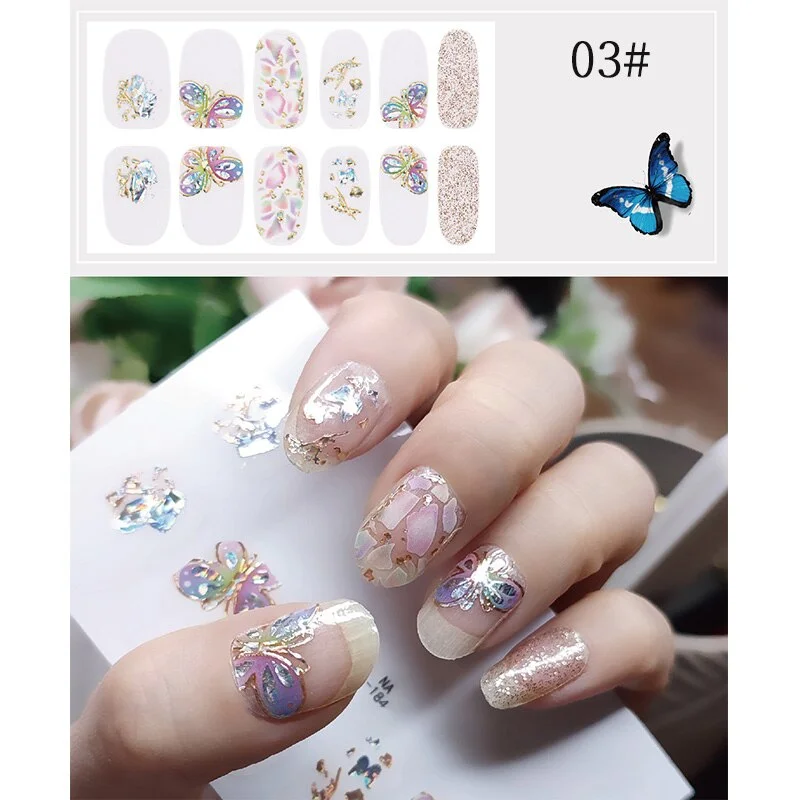 New Designs Full Cover Nail Stickers Fashion Flowers Nail Sticker Set Self Adhesive Manicure Decoracion Nail Strips-Nail Inspo