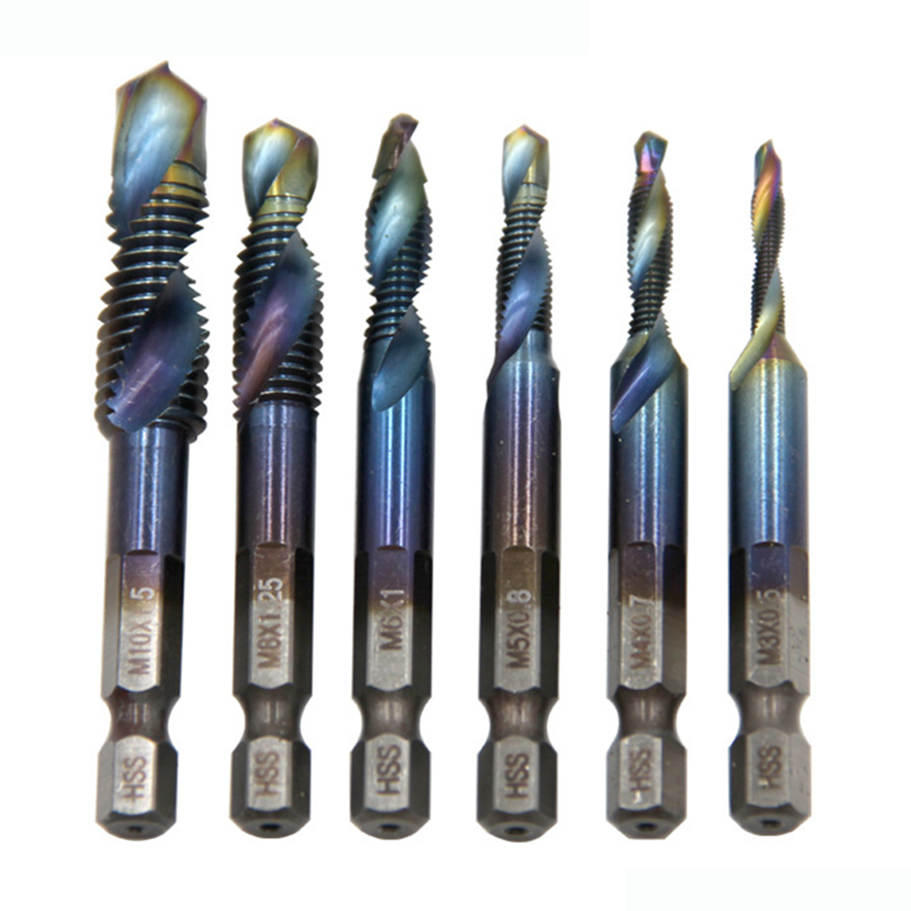 

6pcs M3-M10 Hex Shank HSS Screw Thread Metric Compound Tap Drill Bits Tools, 501 Original