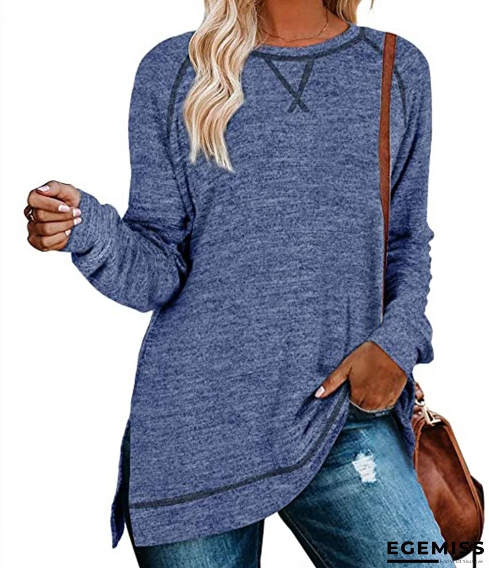 Gray Plain Casual Cotton-Blend Sweater | EGEMISS