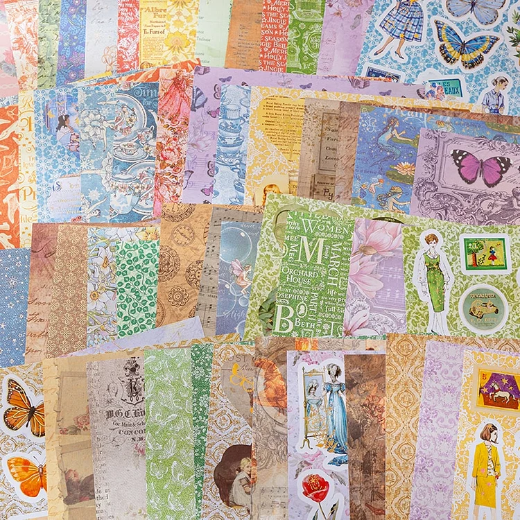  Vintage Thick Stickers by CATaireen Junk Journal Elements  Decoupage Retro Library Style Paper Cards Sticker Bullet Travel Mixed Media  Supplies Scrapbook Accessories 58PCS