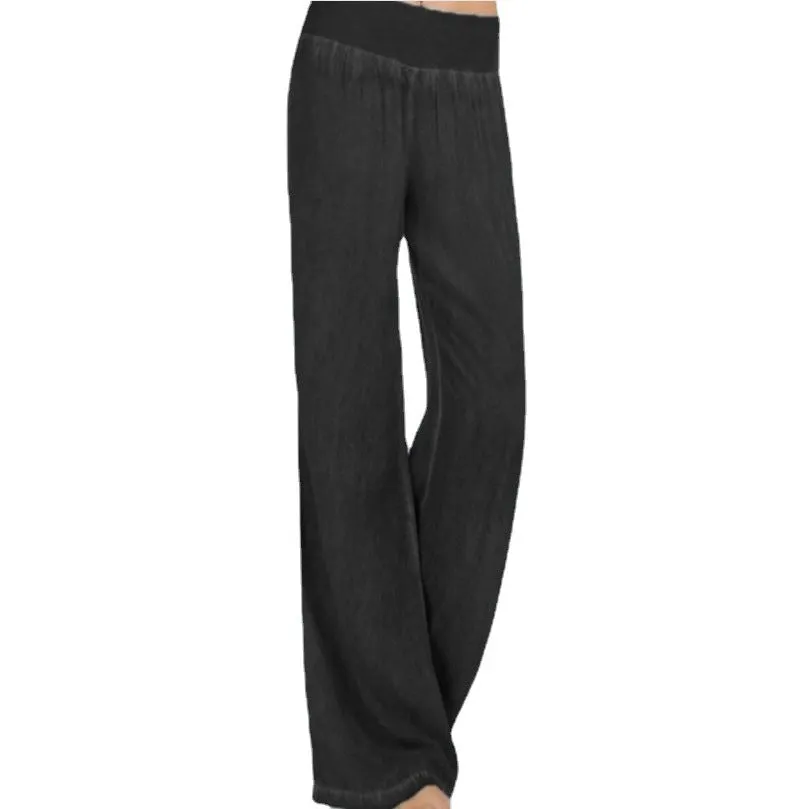 Brownm Large Casual Thin Wide Leg Trousers Pants