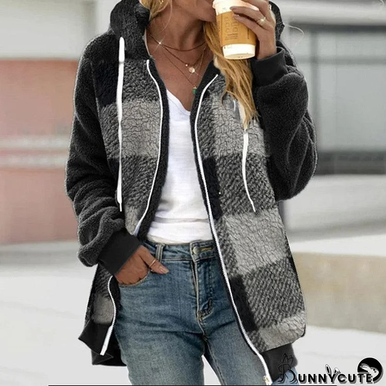 Casual Color Block Hoodie Outerwear