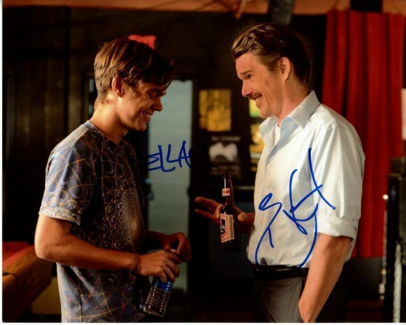 Ethan hawke & ellar coltrane signed autographed boyhood dad mason Photo Poster painting