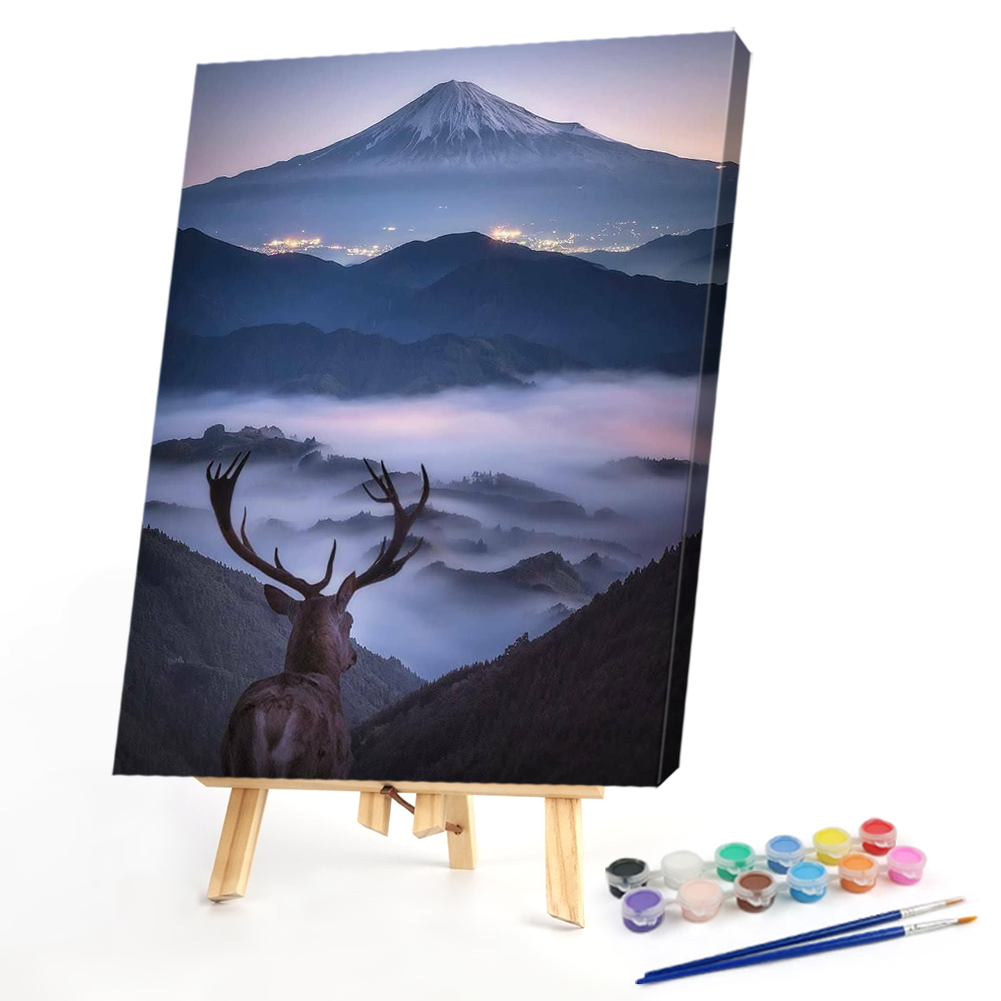 

40*50CM - Paint By Numbers - Deer And Mountain, 501 Original