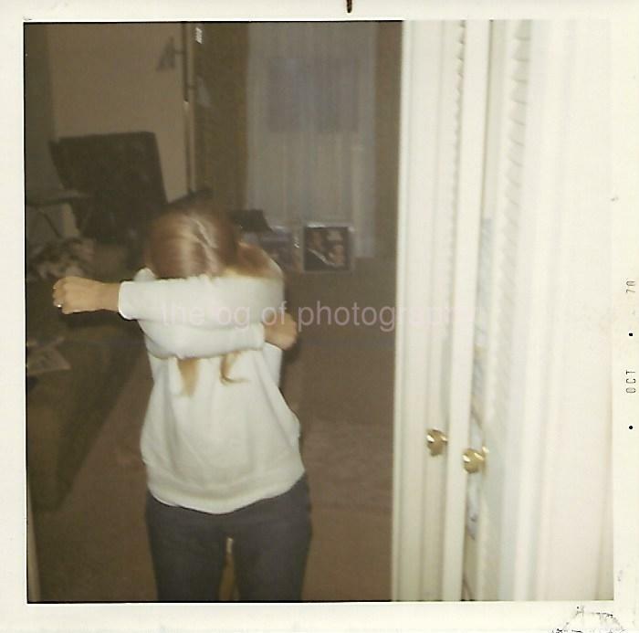 FOUND Photo Poster paintingGRAPH Color 1970's GIRL AVOIDING THE CAMERA Original Snapshot 21 69 N