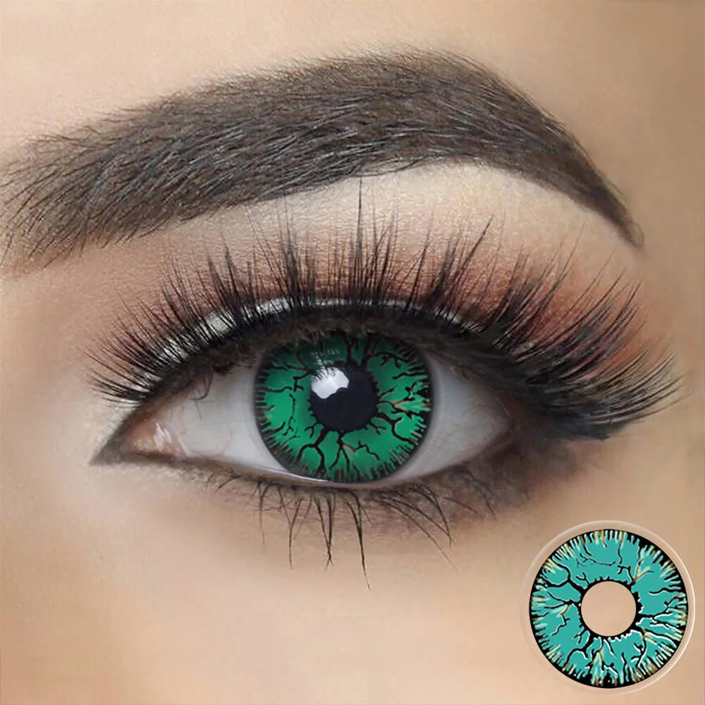 Green Crack Halloween Cosplay Contacts