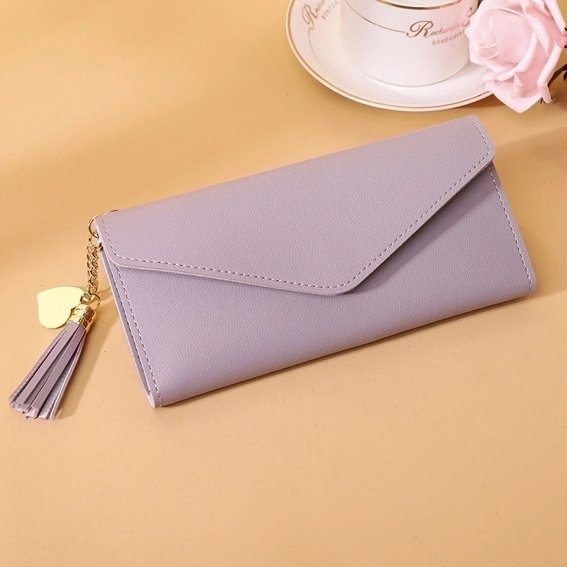 Wallet Ladies New Short Tassel Pendant Litchi Pattern Wallet Card Holder Cute Coin Purse In Stock