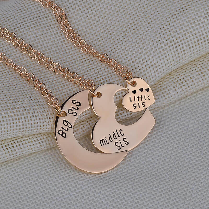3 Pieces Sister Necklace Stitching Heart-Shaped-Mayoulove