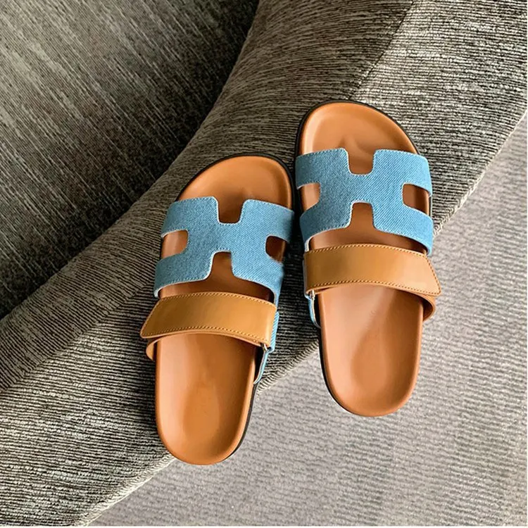 Breakj Breakj Summer New Thick Bottom Cool Slippers Large-Size Magic Sticker Outside Wearing Casual Women's Shoes