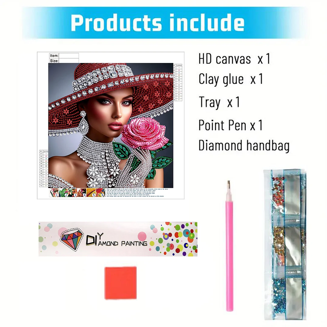 Diamond Painting - Partial Special Shaped Drill - Lady(Canvas|30x30cm)