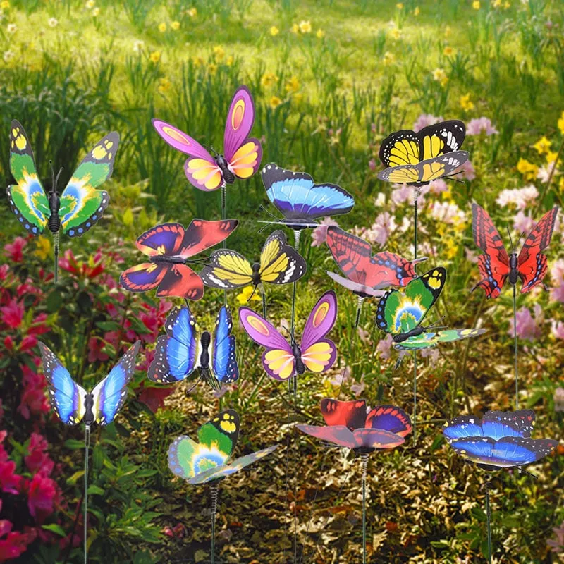 10/20Pcs Butterflies Garden Yard Planter Colorful Whimsical Butterfly Stakes for Home Outdoor Flower Pots Decoracion Supplies