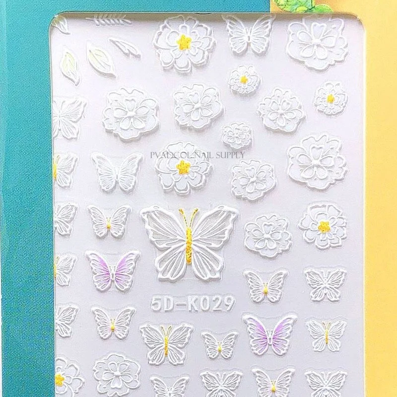 3D Acrylic Engraved Nail Sticker Embossed White Self Adhesive Nail Art Sticker Decals Slider Decoration-Nail Inspo