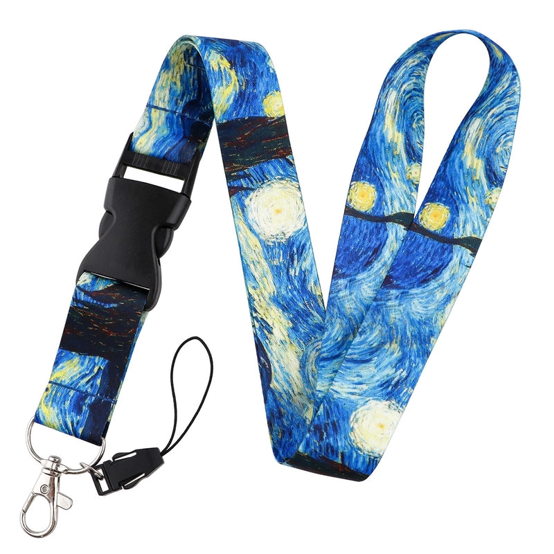 Art Style Van Gogh Lanyard Card Cover Student School Card Bus Pass Shuttle Card Access Control Card Double-sided Printed Mobile Phone Strap