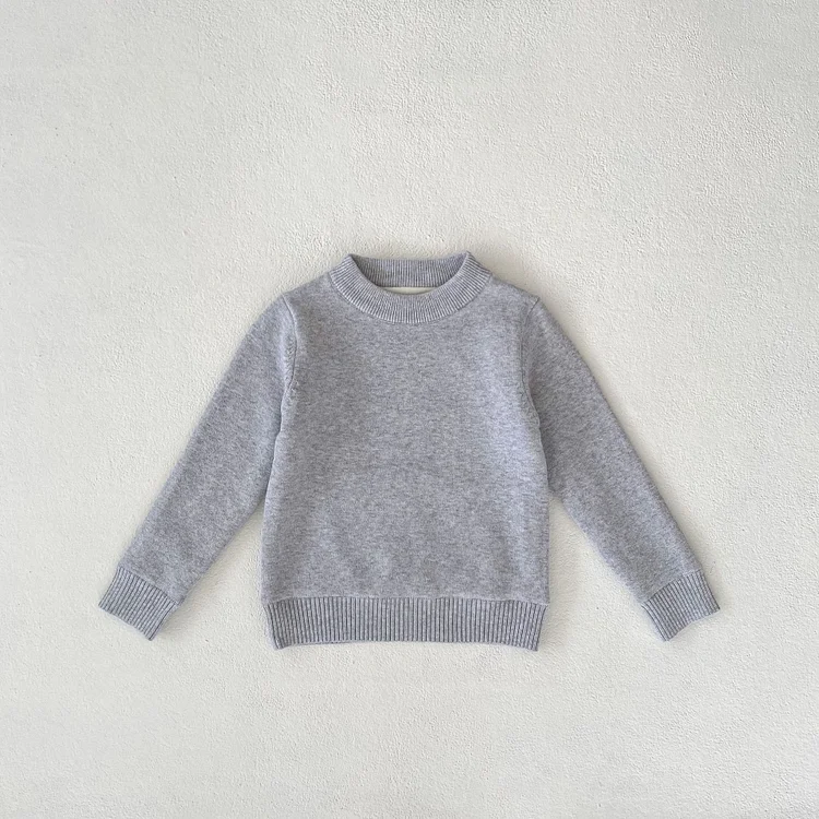 Toddler Solid Color Fleece Lined High Collar Sweater