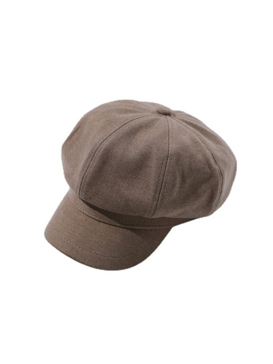 Vintage Cabbie Hat Solid Color Soft Wool Visor Beret Hats