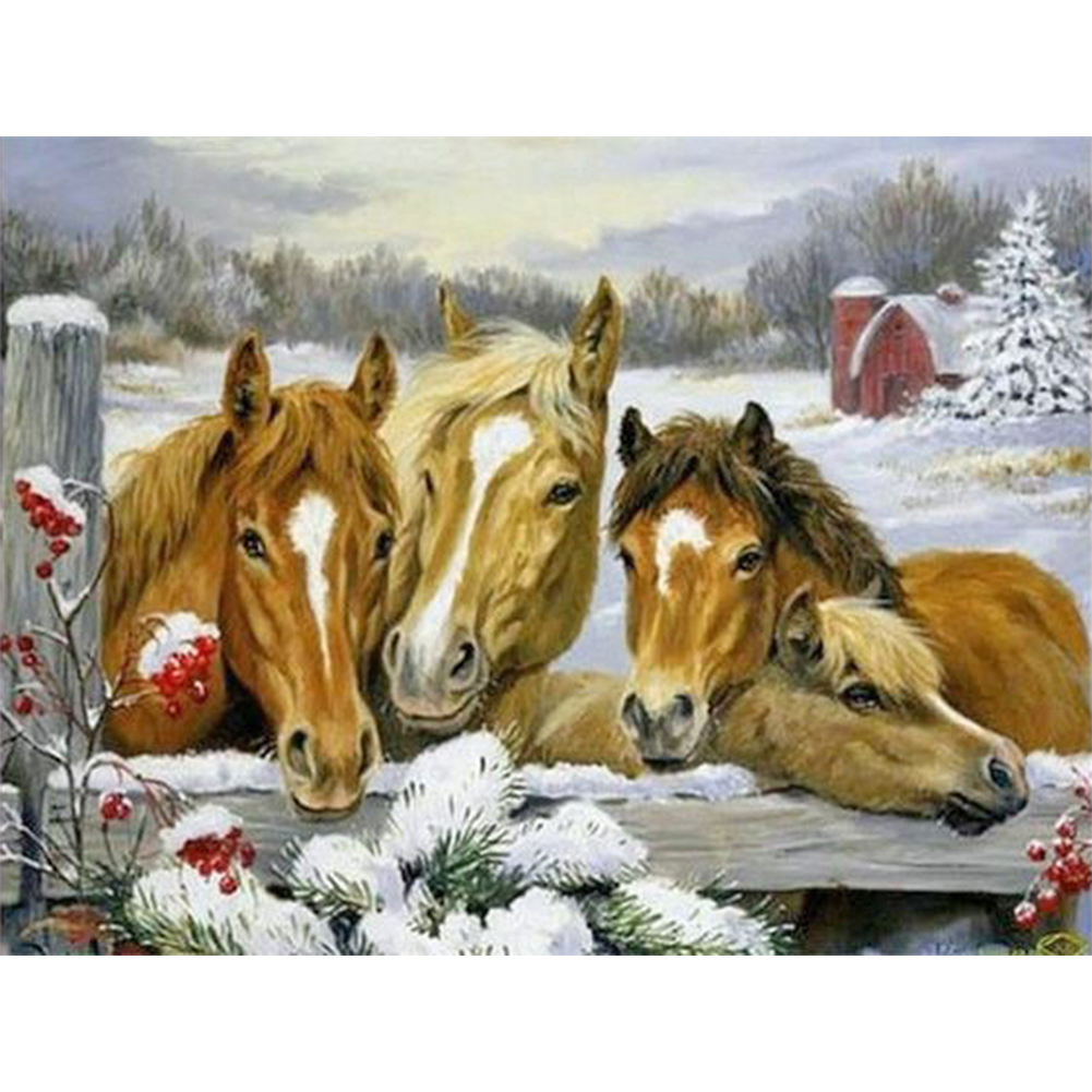 

Fence Horse - Round Drill Diamond Painting - 40*30CM, 501 Original