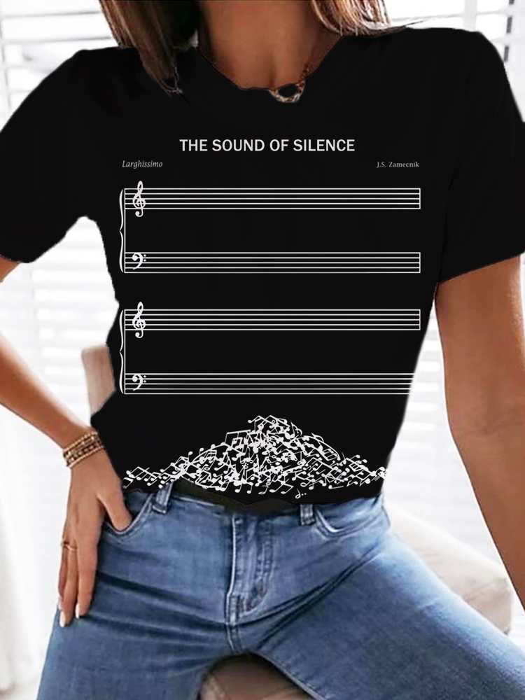 The Sound Of Silence Art Music Round Neck T Shirt